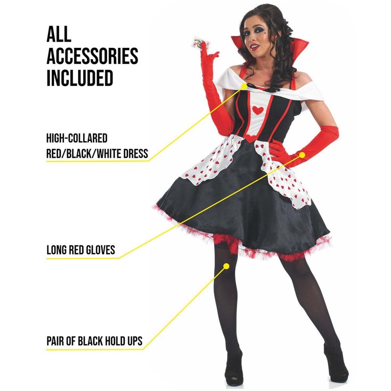 fun shack Queen of Hearts Costume for Women, Red Queen Outfit, Heart Costume for Adults,womens halloween costumes, Large - Image 2